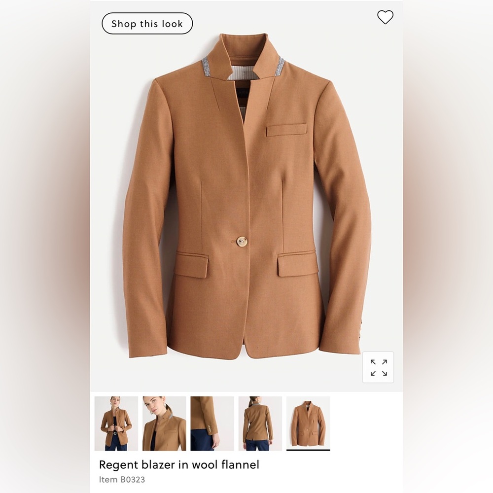 J. Crew Regent Blazer Wool/Flannel in Warm Camel sz 0 NWT